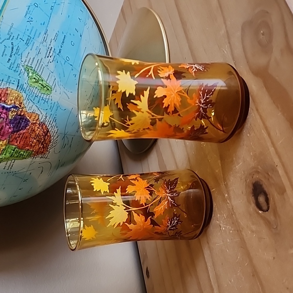 Vintage Libbey amber ombre autumn leafs tumbler